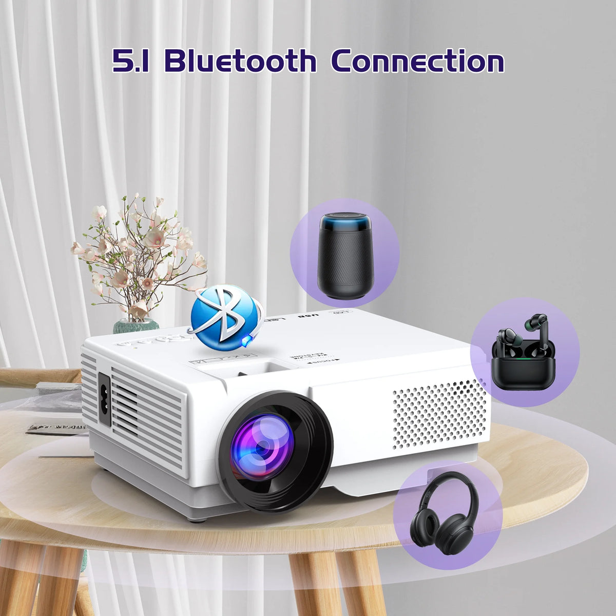 5G WiFi Bluetooth Full HD 1080P Mini Projector E6368