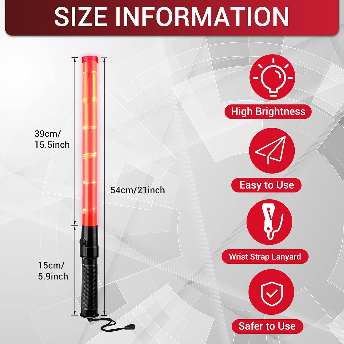 21 Inch LED Traffic Wand with Wrist Strap P910190
