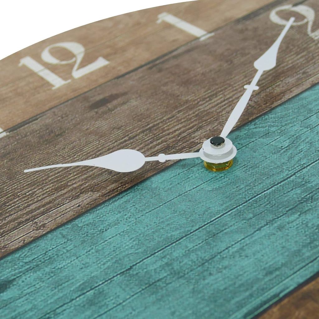Rustic Coastal Wood Round Wall Clock B774