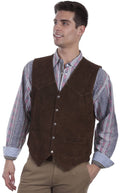 Brown Calf Suede Western Snap Vest U64764