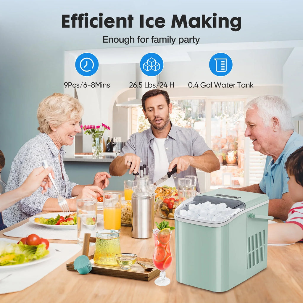 Black Portable Countertop Ice Maker with Handle and Ice Scoop X900815
