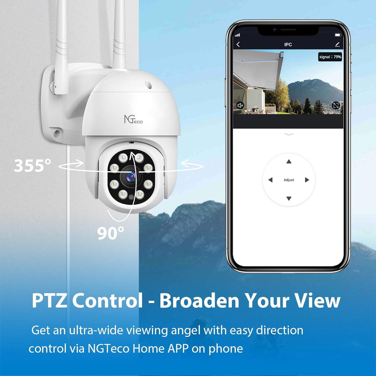 3MP Pan Tilt 2K WiFi Security Camera with Spotlight Night Vision P99415