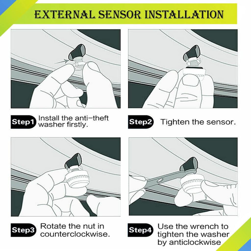 Wireless Solar Tire Pressure Monitoring System with 6 External Sensors B3134