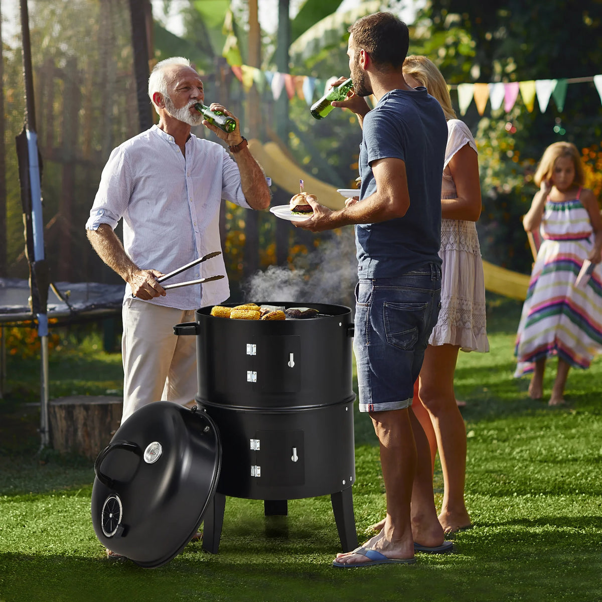 Charcoal Smoker Grill with Detachable 2 Layer C416
