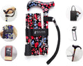 Folding Adjustable Walking Cane with Cane Bag and Reflective Cane Holder D929