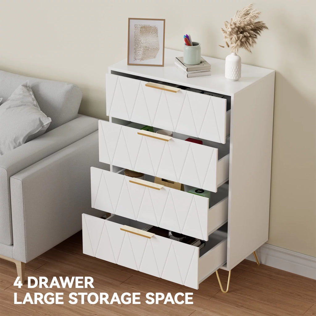 Black 4 Drawer Wood Dresser with Metal Handles M503754