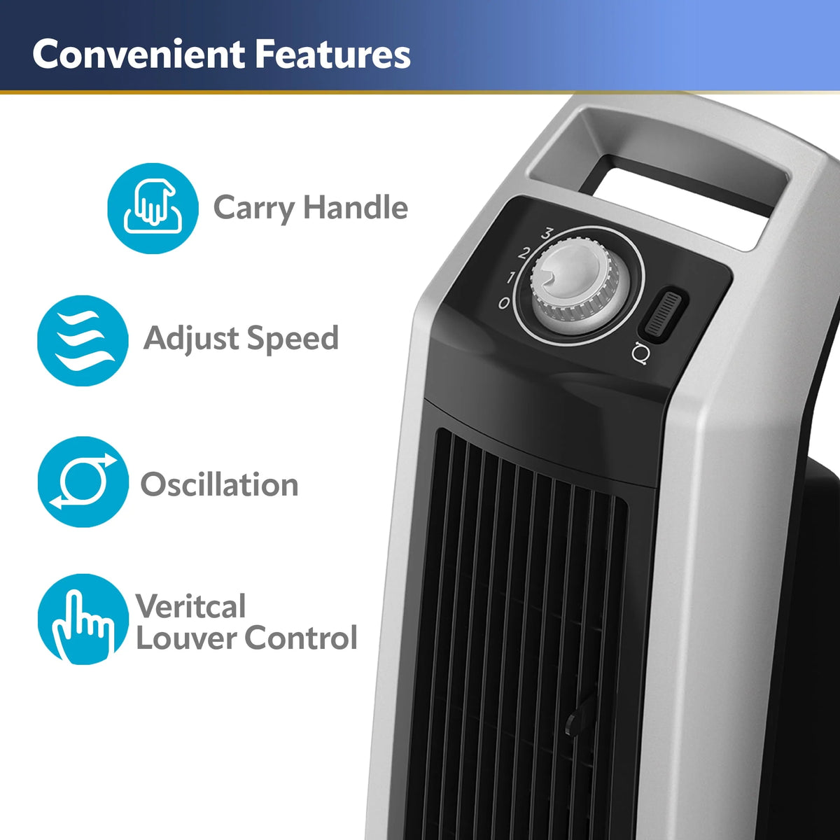 Oscillating High Velocity Tower Fan with 3 Speeds Y834951