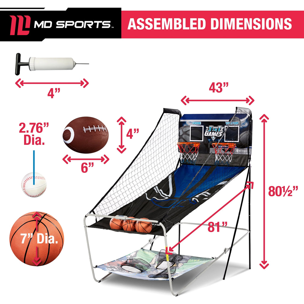 3 in 1 Basketball Football Baseball Game with LED Scoring System D69147