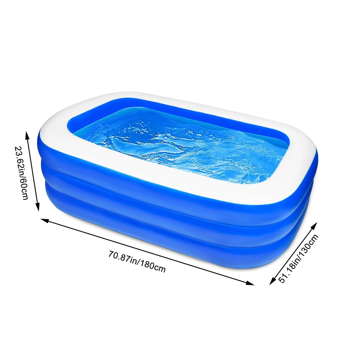 Inflatable Kiddie Pool 71 x 51 x 24 Rectangle Swimming Pool O729947