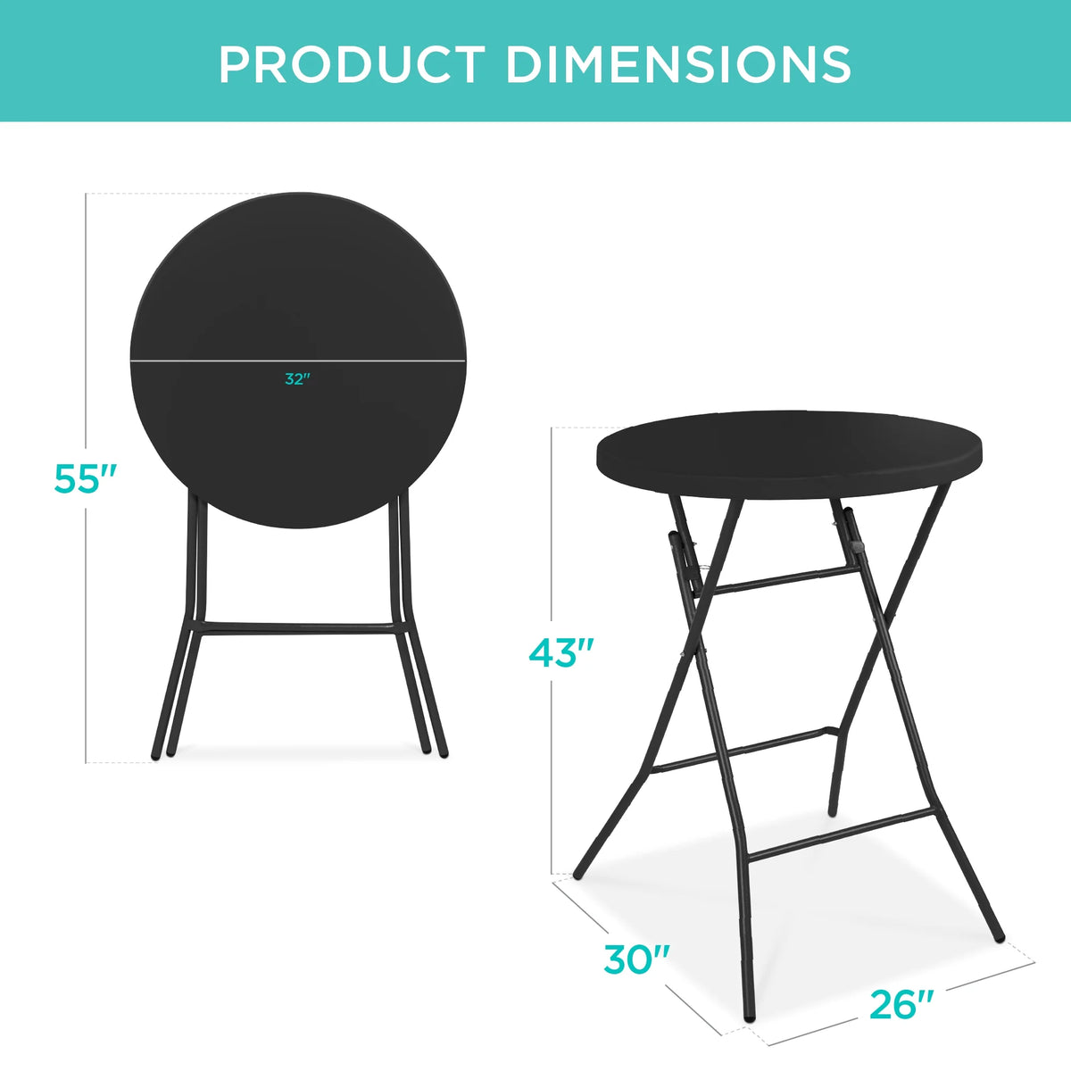 32in White Folding Bar Height Table V81222