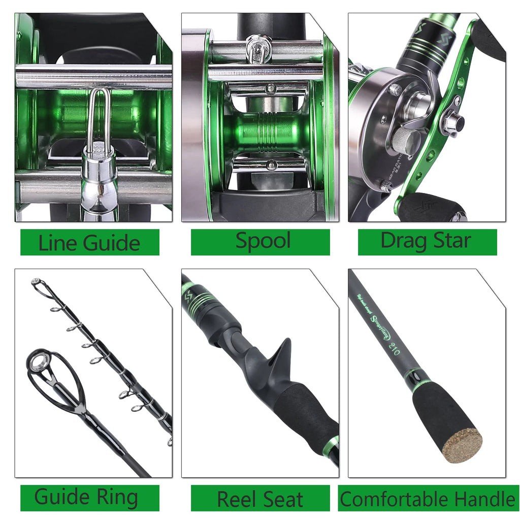 Telescopic Casting Rod and Baitcast Reel Fishing Combo Q460