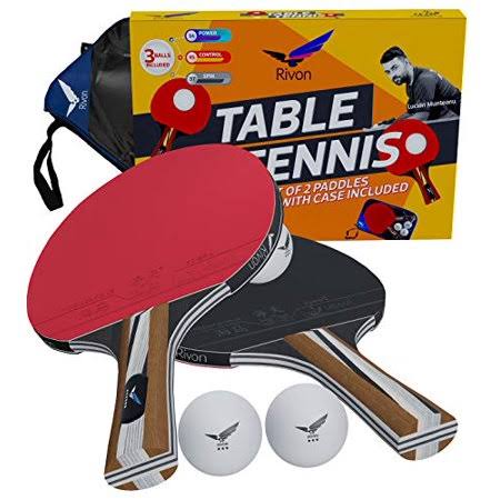 2 Table Tennis Paddles with 3 Balls and Travel Case Z19968