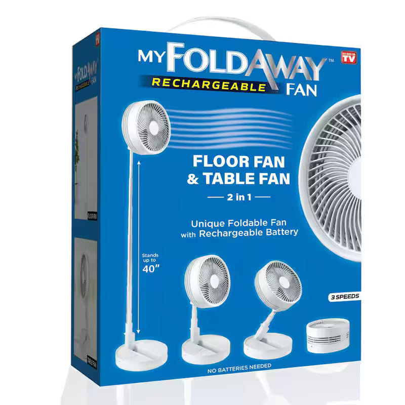 2-in-1 Adjustable Height Foldable Portable Rechargeable Floor and Table Fan M6463