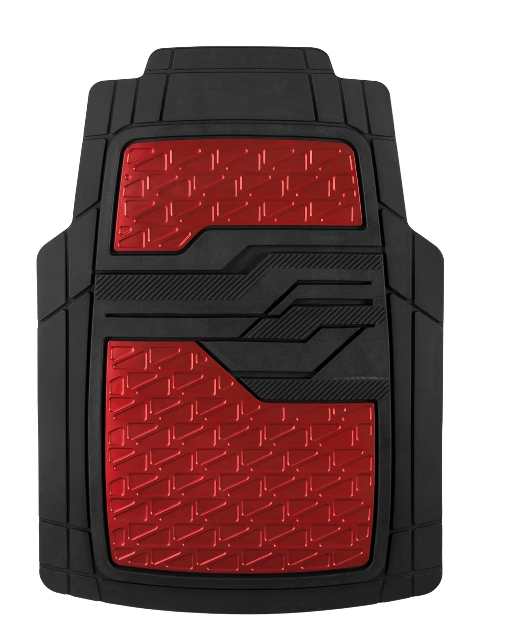 4PC Rubber Floor Mats Metallic Plate Red Universal Fit H936