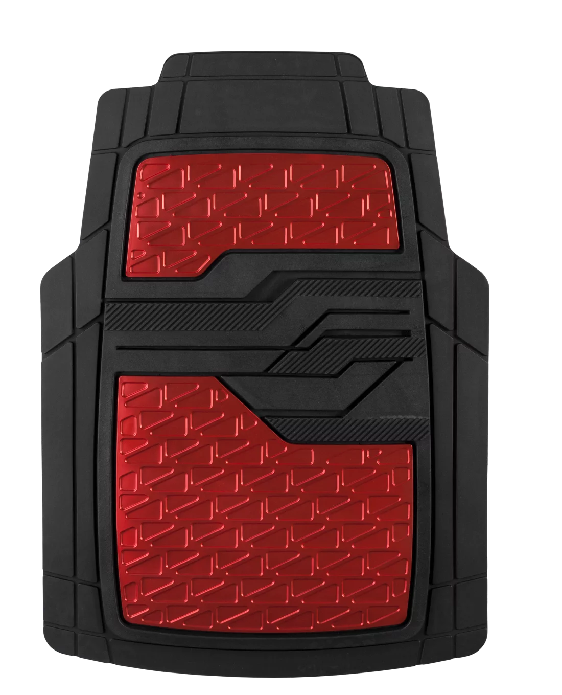 4PC Rubber Floor Mats Metallic Plate Red Universal Fit H936