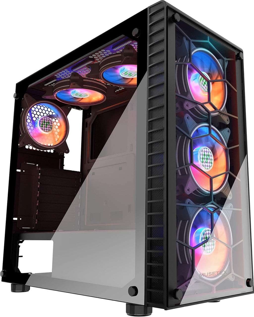 Micro-ATX PC Case with 2 ARGB Fans Type-C USB 3.0 Mesh Front Tempered Glass L888