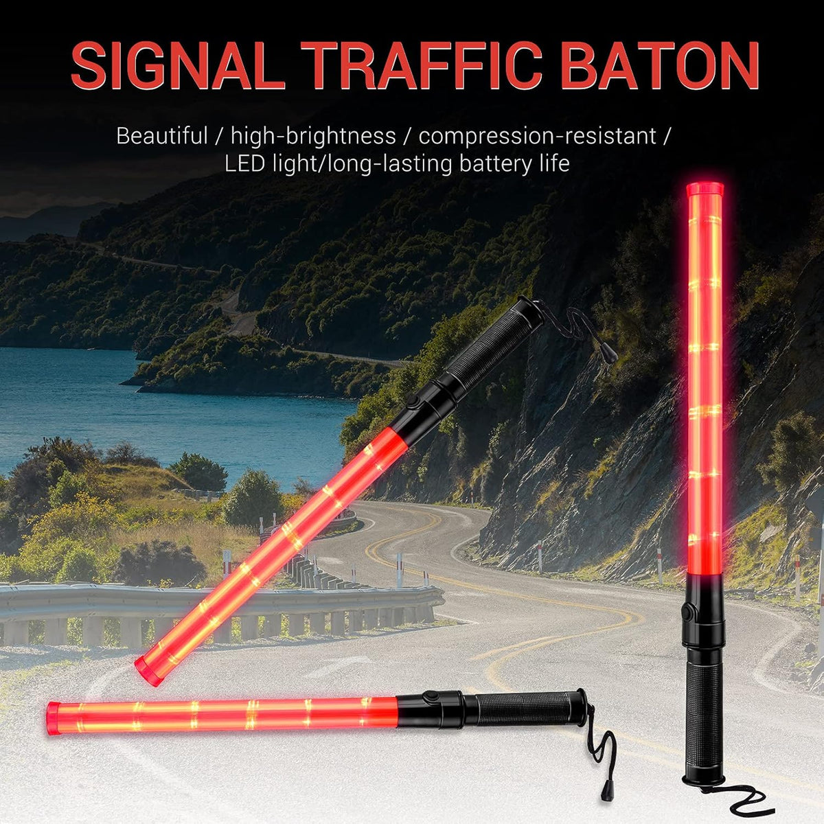 21 Inch LED Traffic Wand with Wrist Strap P910190