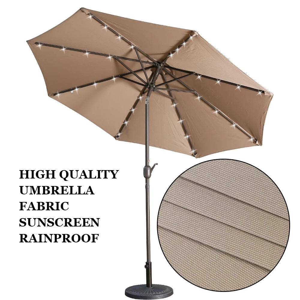 9ft LED Solar Patio Umbrella with Tilt and Crank B33834