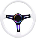 14 inch Car Racing Steering Wheel Deep Dish ABS with Horn White O3705