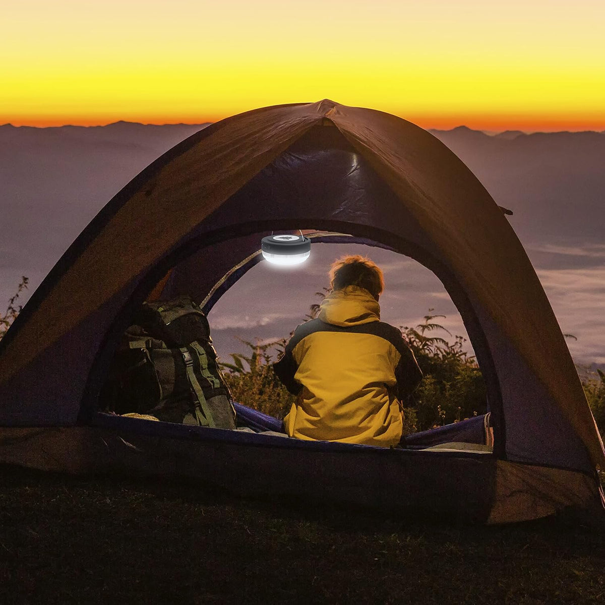 Camping LED Lamp Lantern with USB Power Bank 10000 mAh 3400 Lumen 80W Portable with Magnet Black F309868