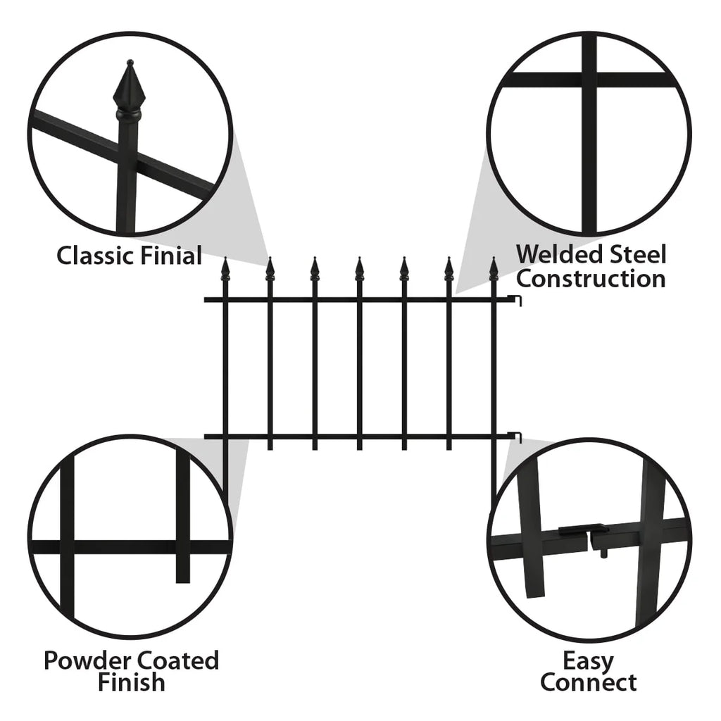 Black Powder Coated Steel Garden Border N977