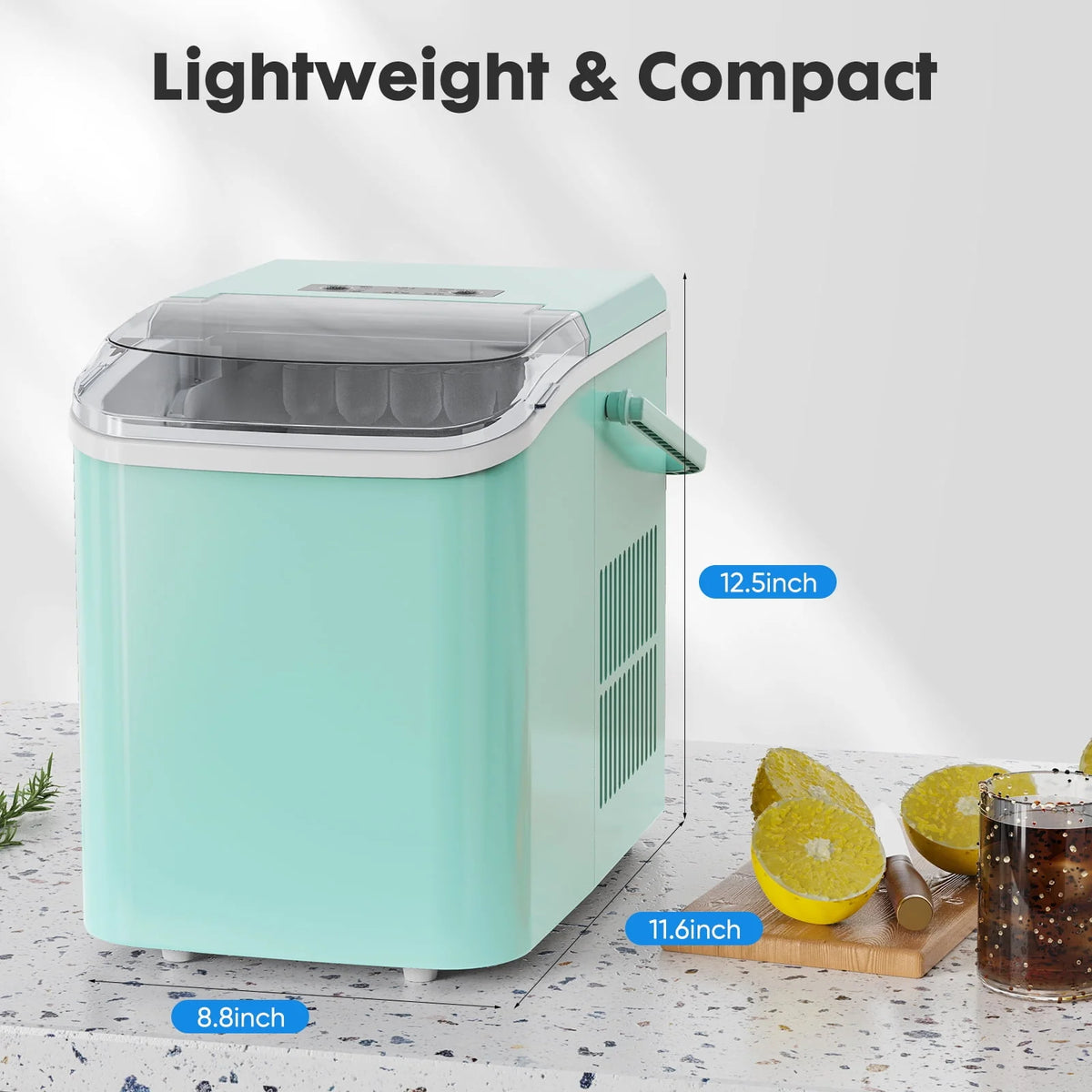Black Portable Countertop Ice Maker with Handle and Ice Scoop X900815