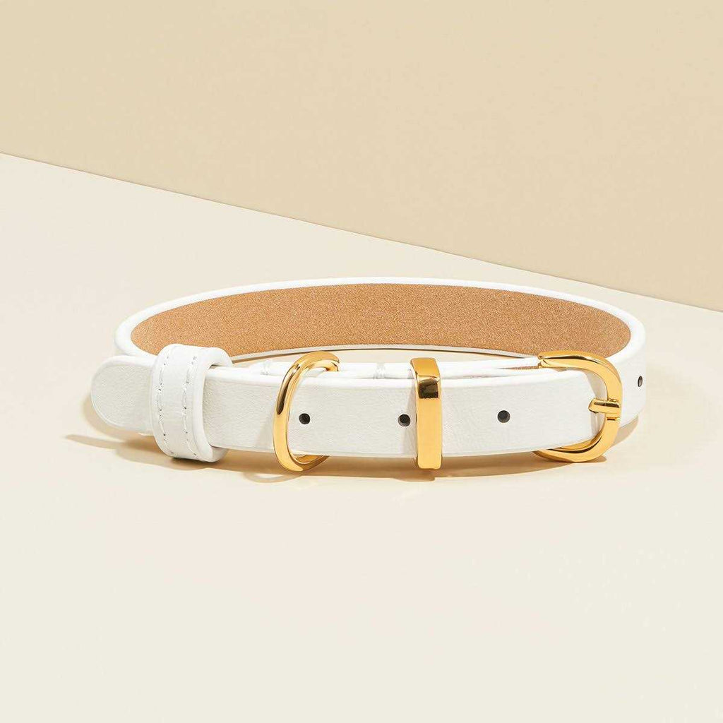 Genuine Leather & Microfiber Bejeweled Circular Stud Dog Collar H3265