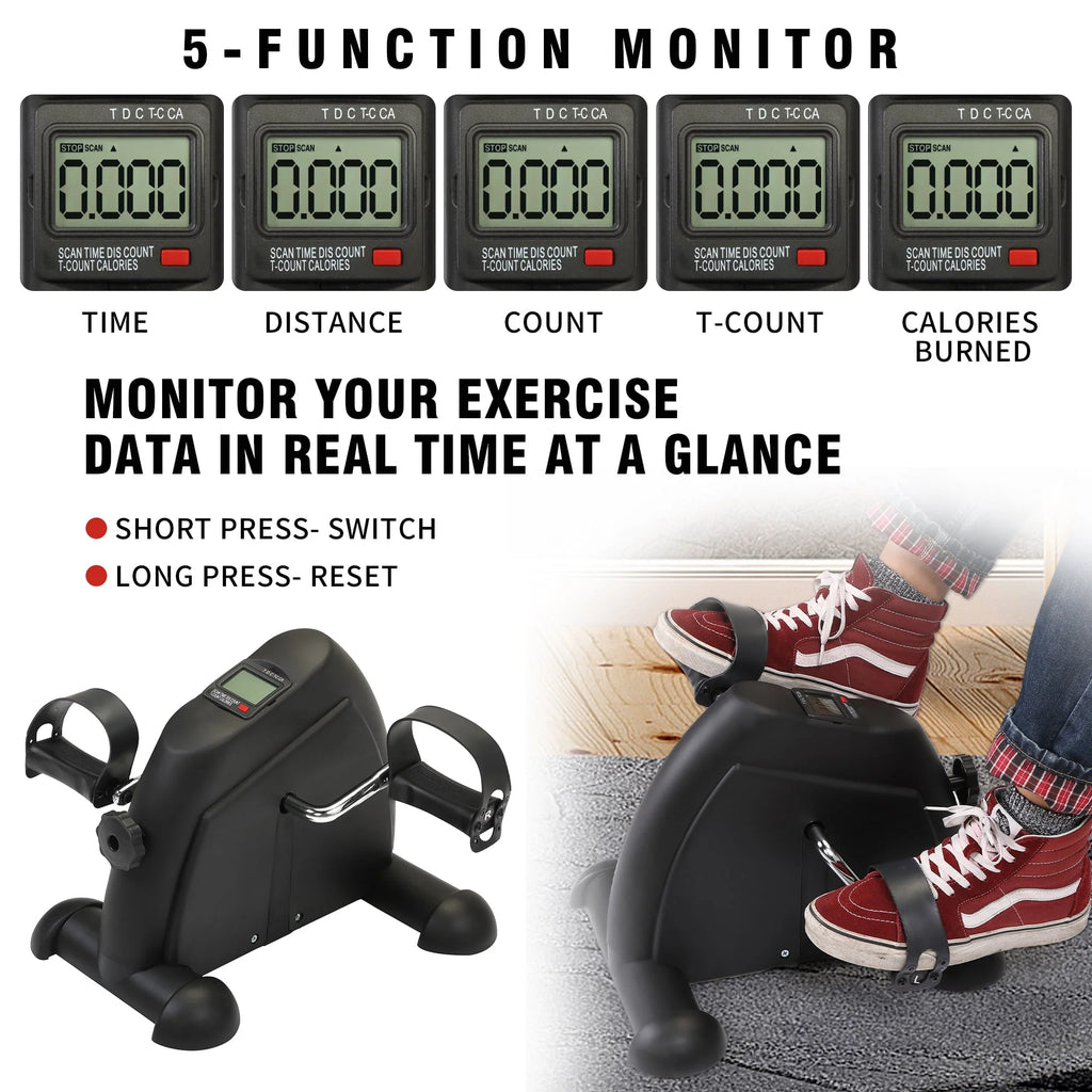 Mini Under Desk Pedal Exercise Bike with LCD Display, Black D76279