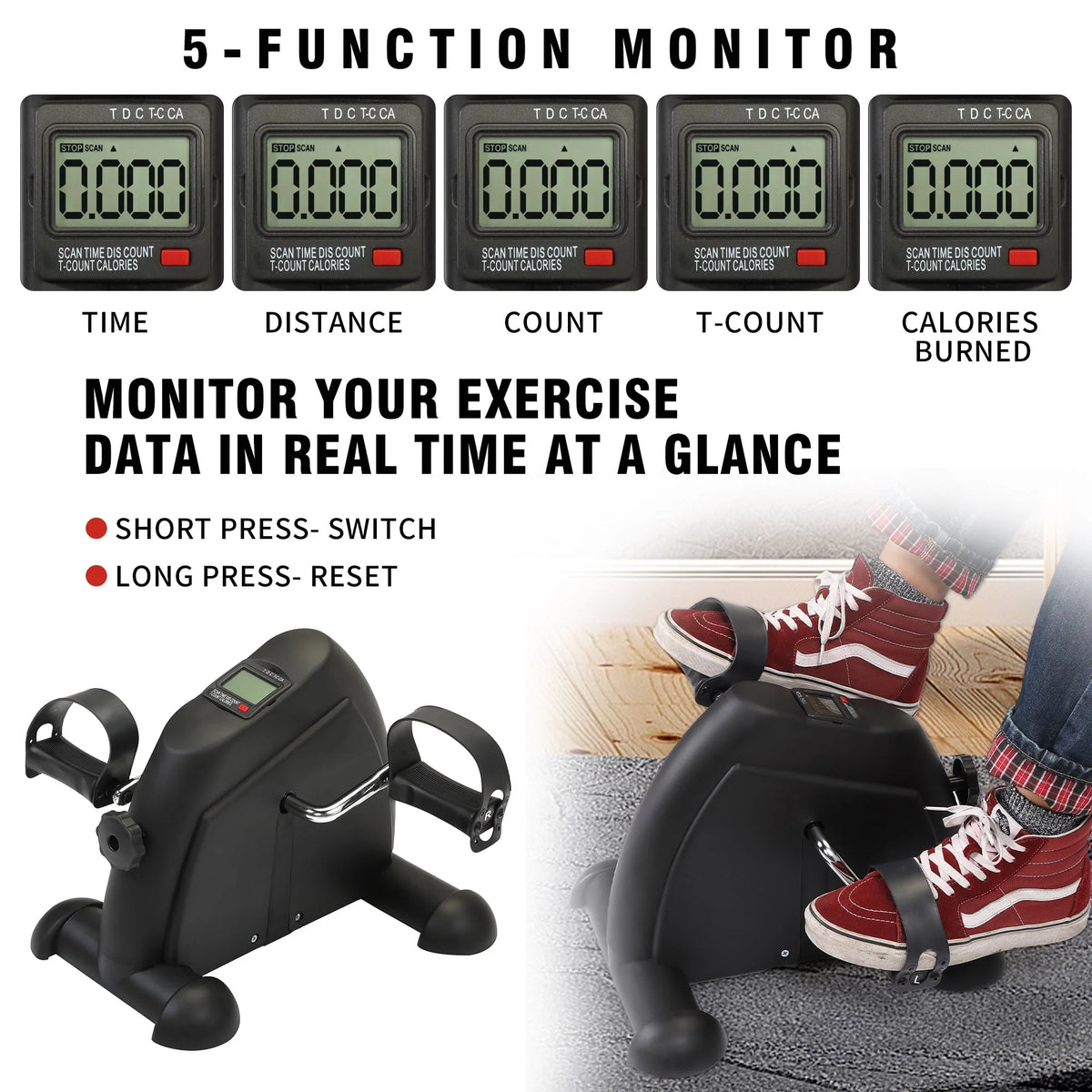 Mini Under Desk Pedal Exercise Bike with LCD Display, Black D76279