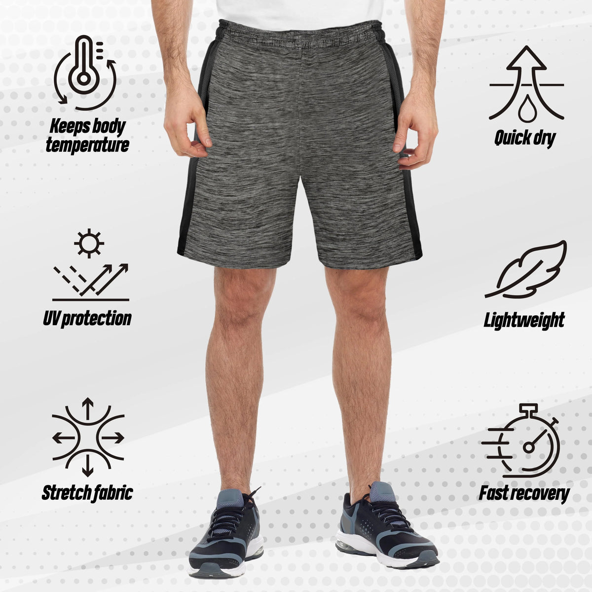 Men's Dry-Fit Athletic Shorts with Two Side Pockets V4895