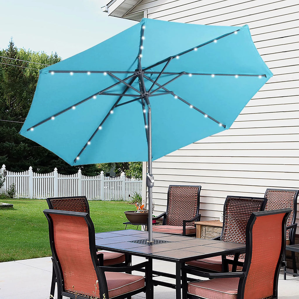 9ft LED Solar Patio Umbrella with Tilt and Crank B33834