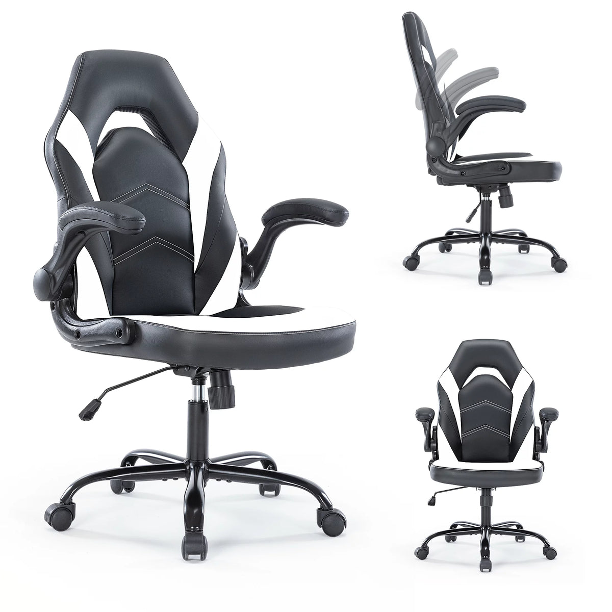 Black and White Ergonomic Office Chair with Lumbar Support E86309