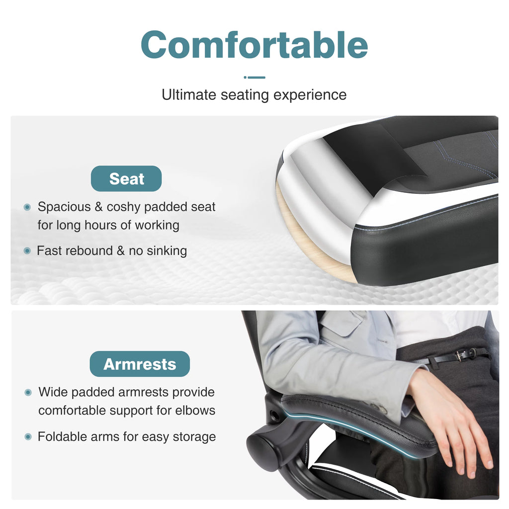 Black and White Ergonomic Office Chair with Lumbar Support E86309