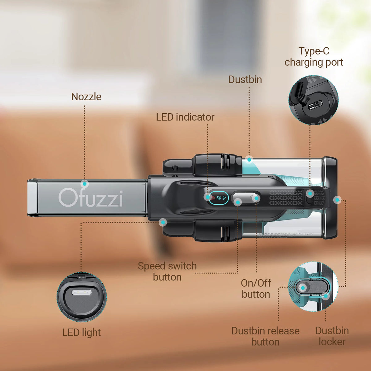 Handheld Vacuum Cleaner, 80000 RPM Quiet Motor 40AW/13kPa Turbo Suction, Black G7989