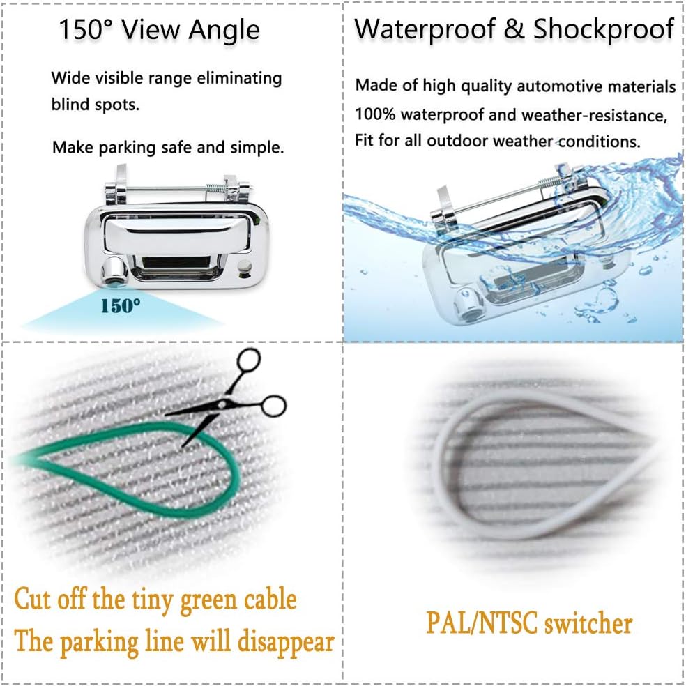 Tailgate Handle Backup Rear View Reverse Camera for Ford F150 Super Duty Explorer Sport Trac Lincoln Mark LT Pickup Truck Chrome G24877