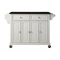 White Kitchen Cart with Black Granite Top T2972