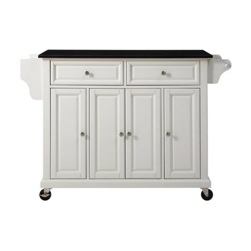 White Kitchen Cart with Black Granite Top T2972