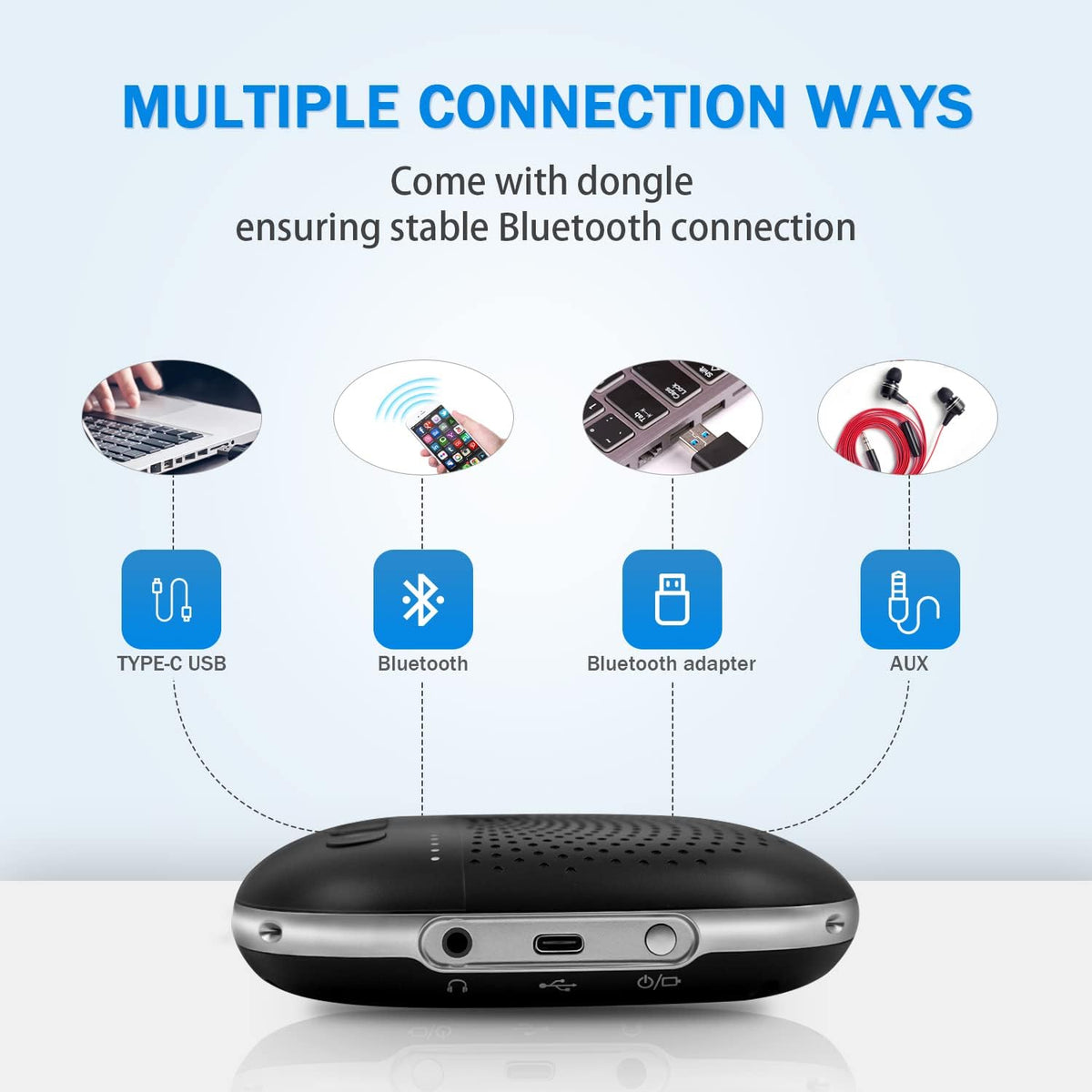 Bluetooth Conference Speakerphone with 4 Noise Cancellation Mics X1424