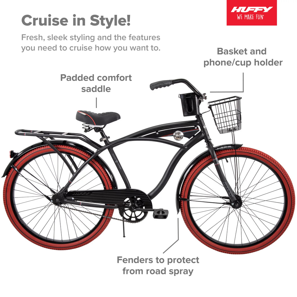 26" Matte Black Cruiser Bike E440