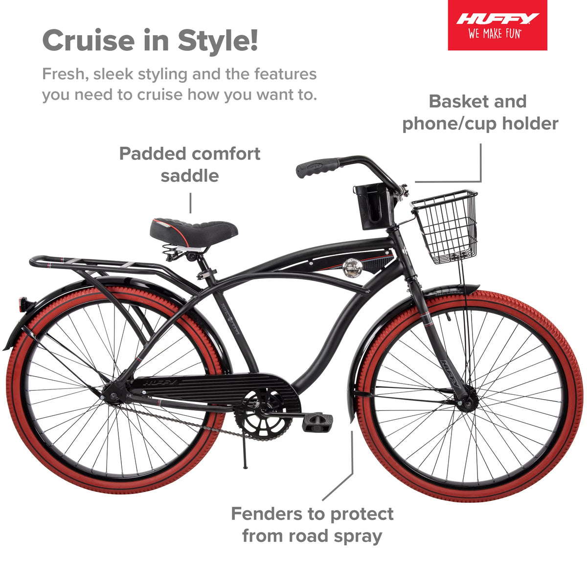 26" Matte Black Cruiser Bike E440