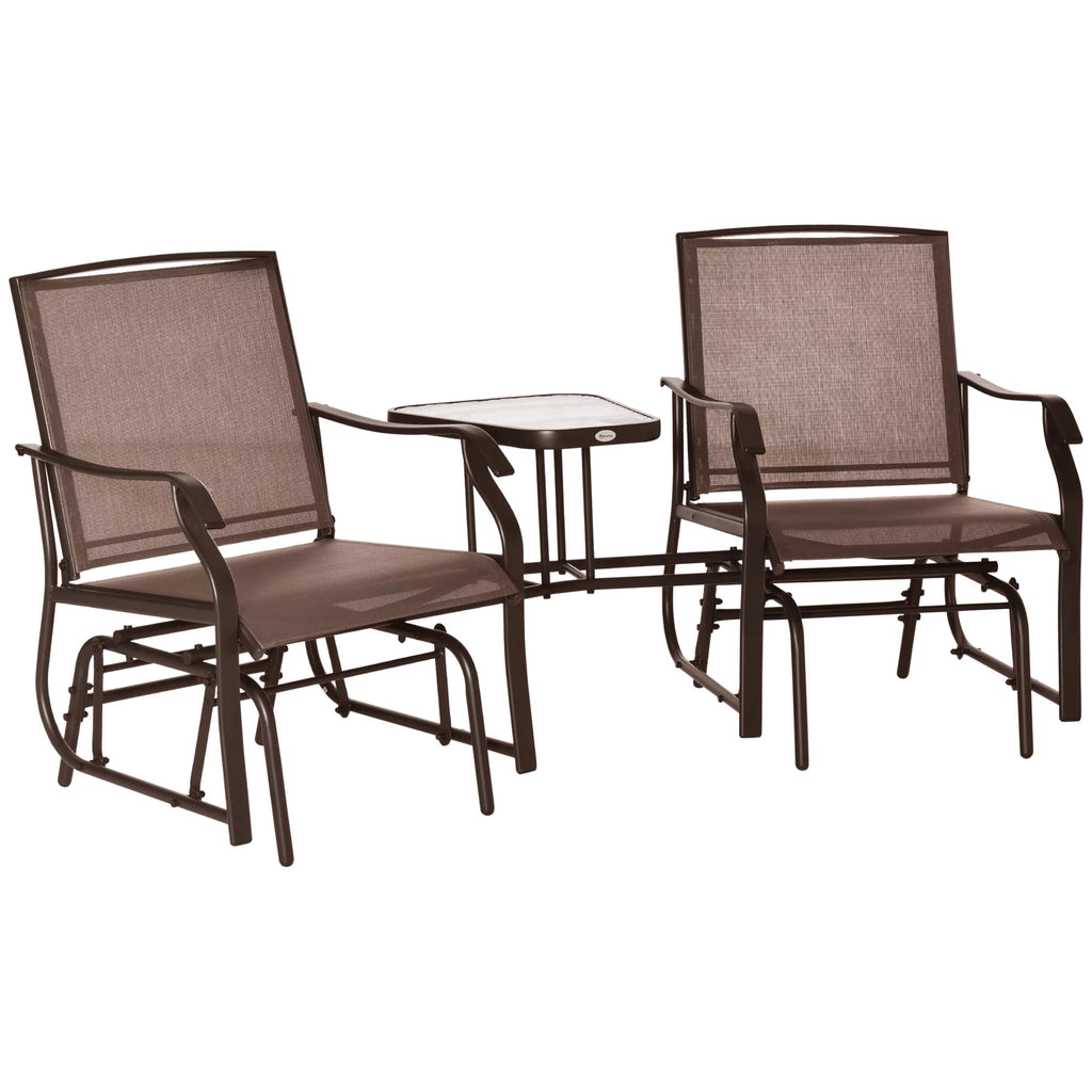 2 Person Sling Fabric Double Glider Rocker Chair with Table K5785