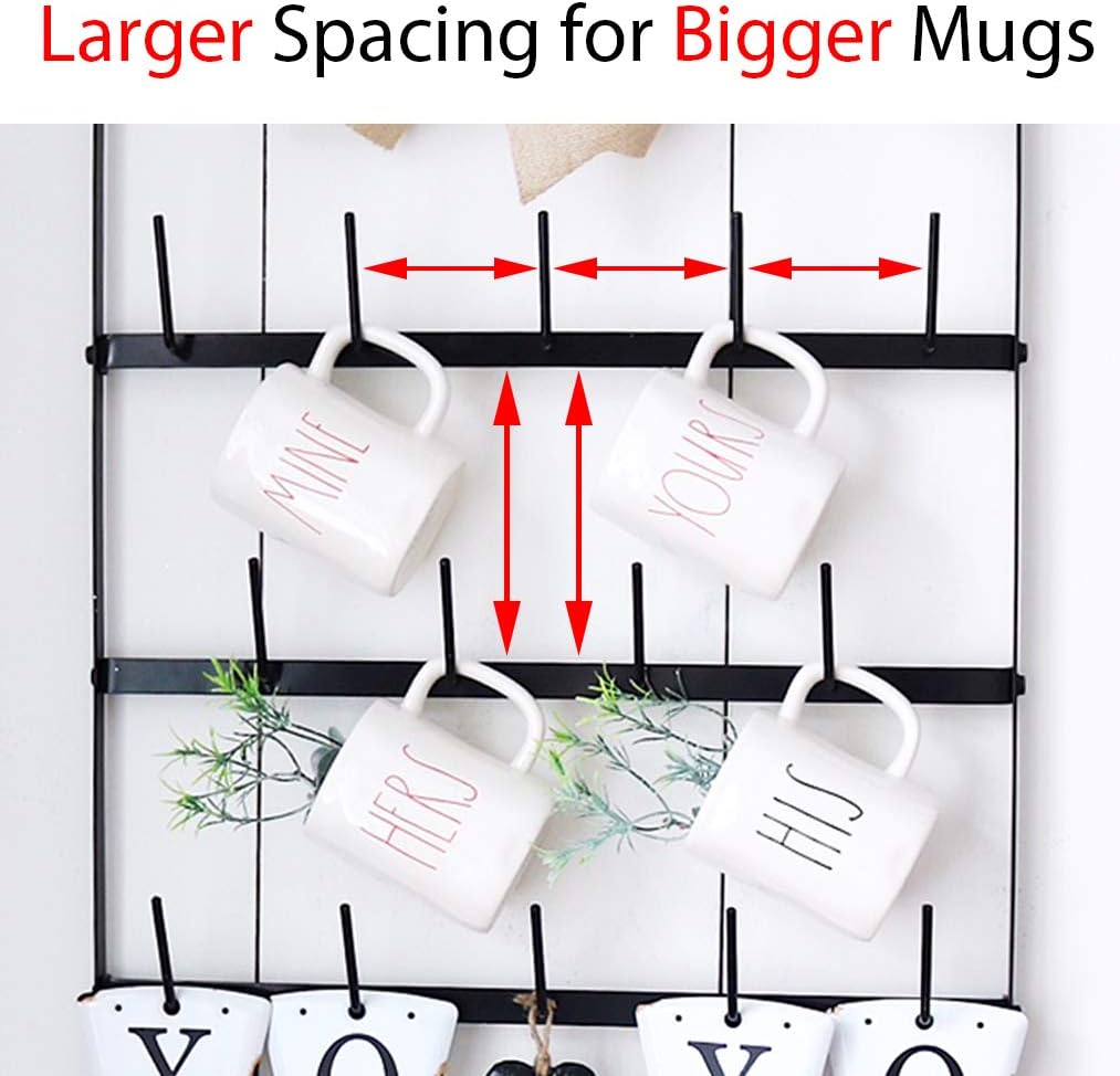 Wall Mounted Black Iron Coffee Mug Rack R839