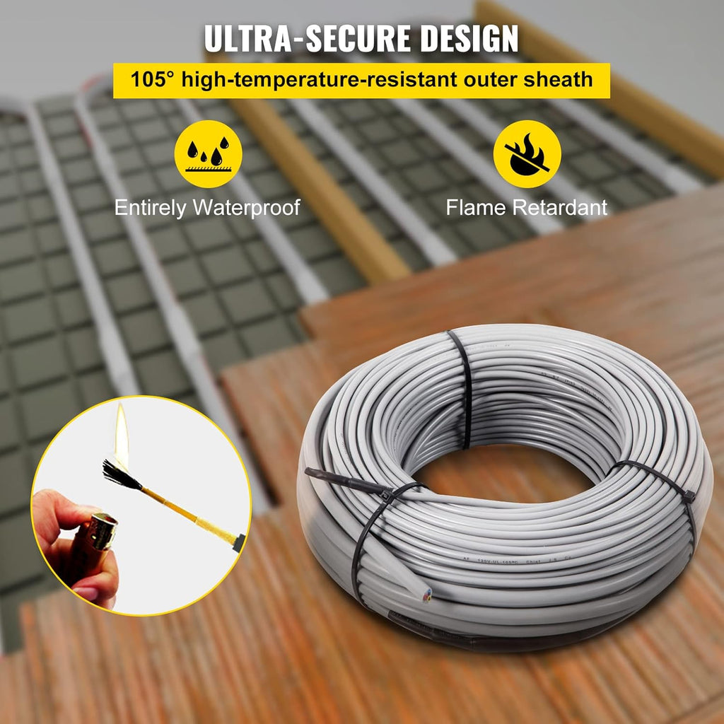 Floor Heating Cable 42.7 Square Feet Waterproof Insulated with Temperature Control Panel V83984