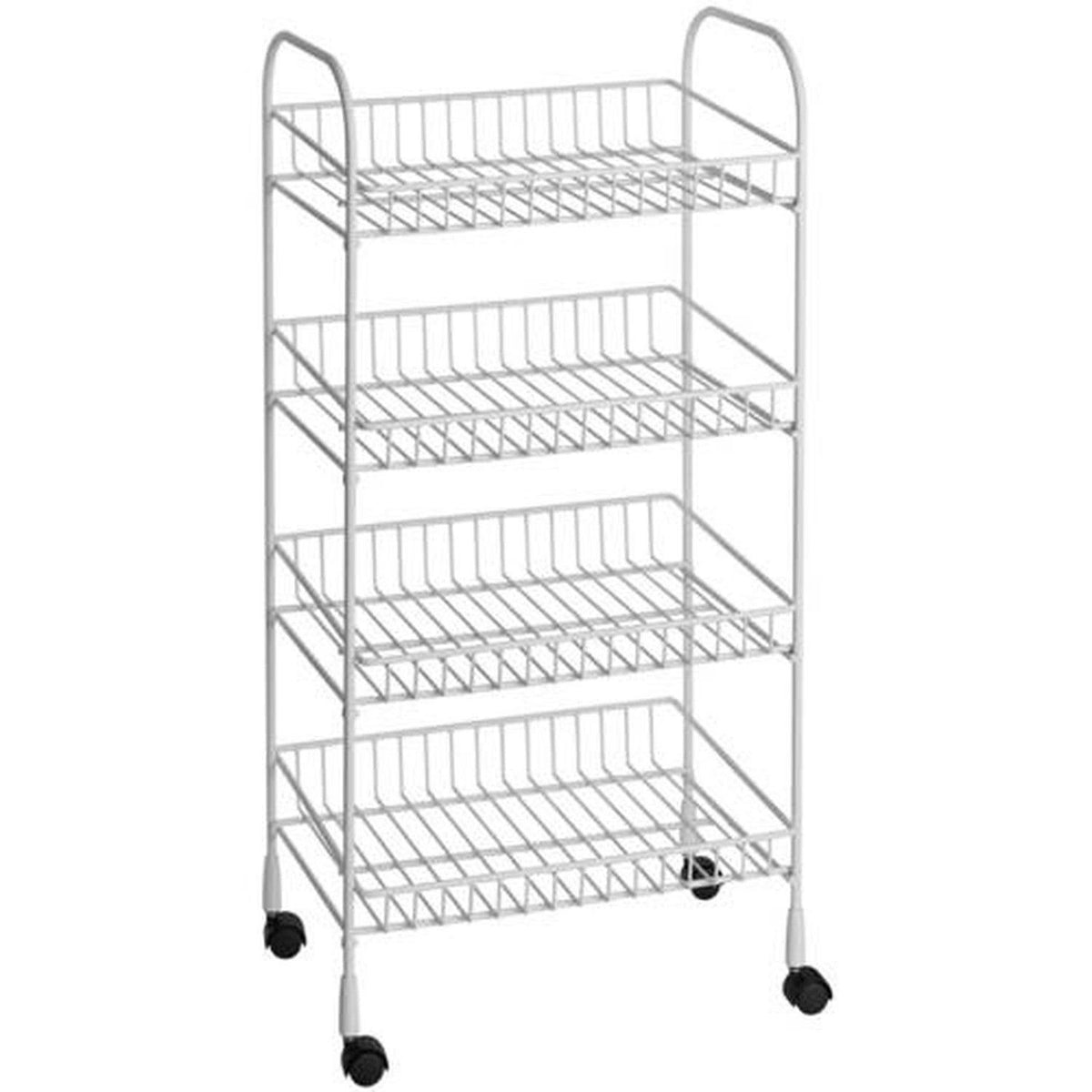 4-Tier White Wire Utility Cart I2576