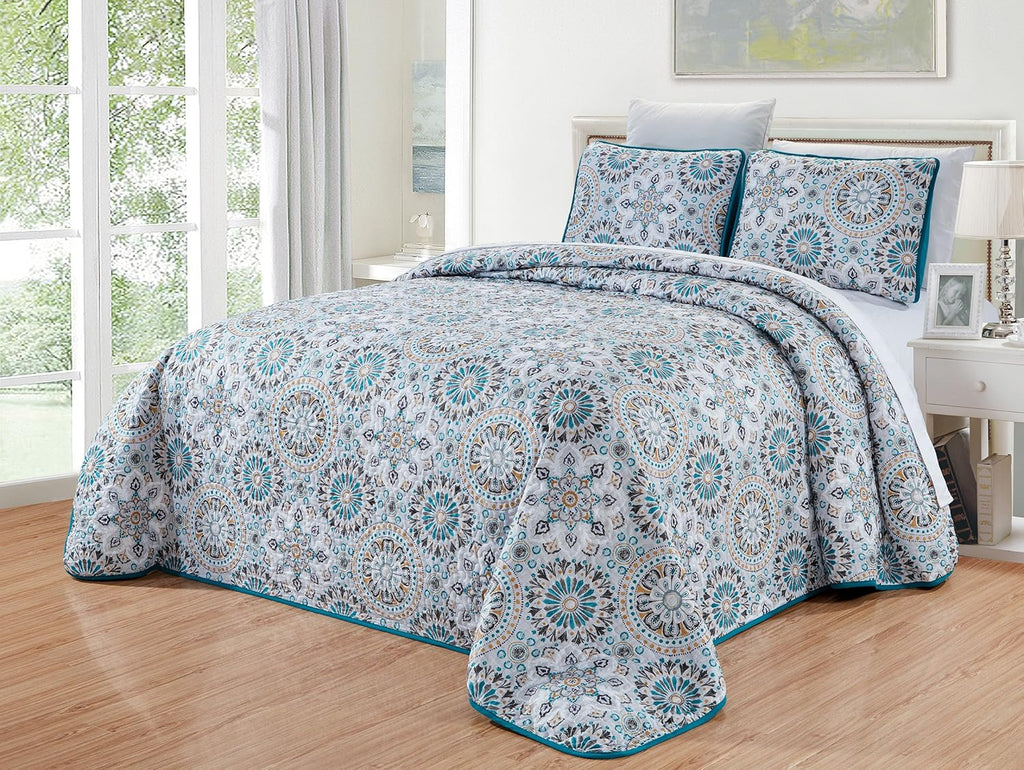 Oversize Reversible Quilt Set Cal King Size Bed Cover K283