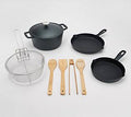 Black 5 Pc Cast Iron Cookware Set I630963