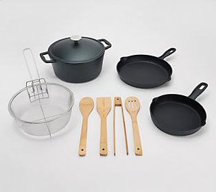Black 5 Pc Cast Iron Cookware Set I630963