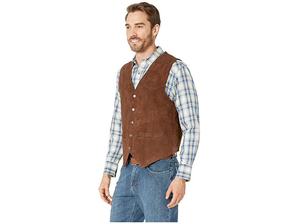 Brown Calf Suede Western Snap Vest U64764