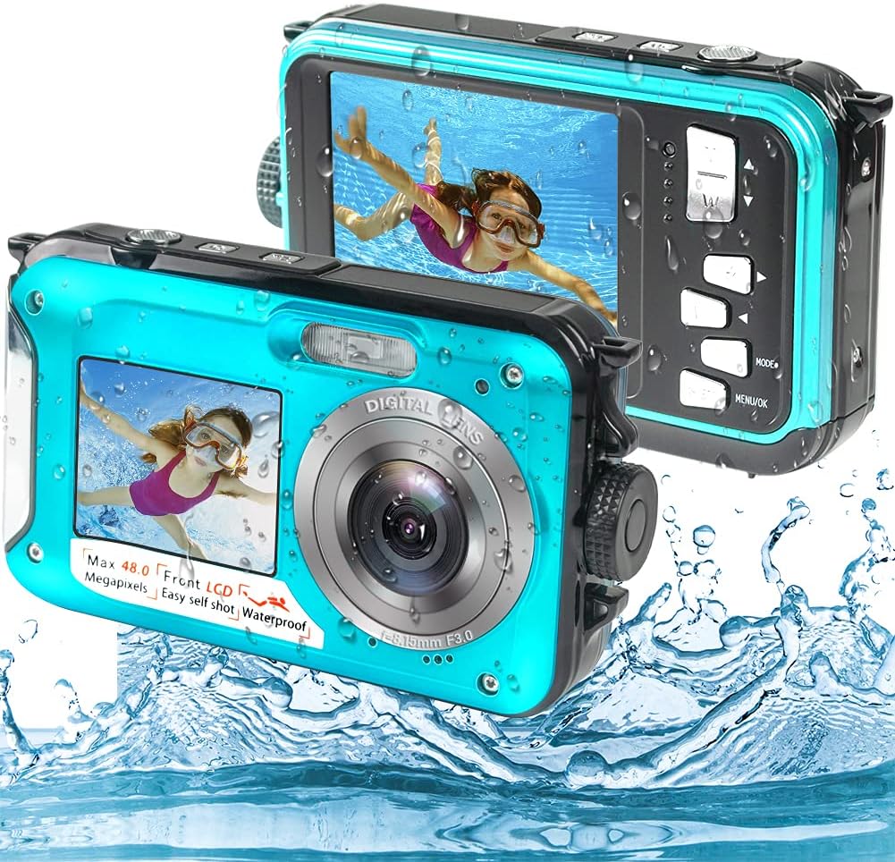Waterproof Camera Full HD 2.7K 48MP Digital with Dual Screen Q4827