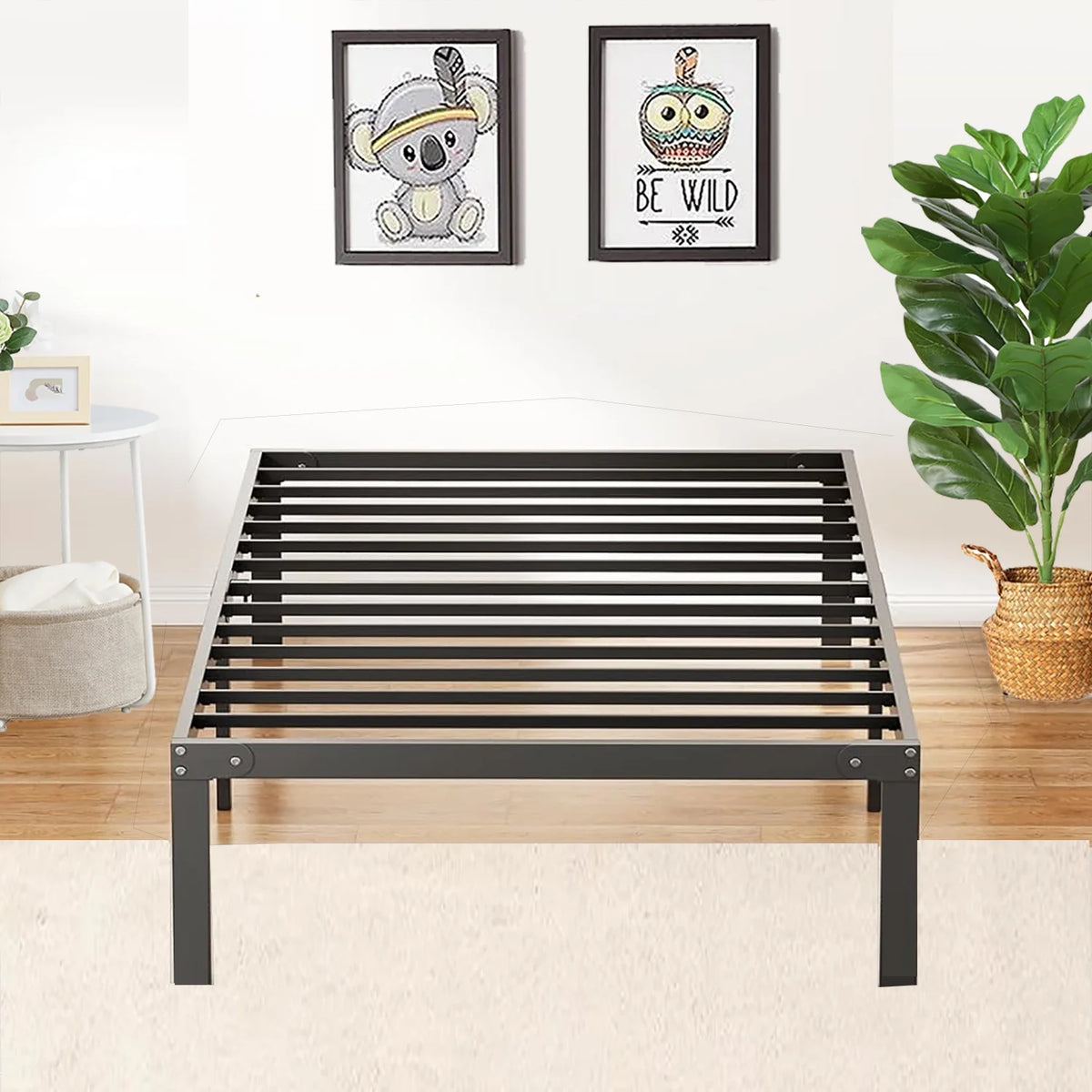 14 inch Black Metal Twin Bed Frame H936